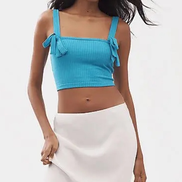Anthropologie Tops - NWT ANTHROPOLOGIE 
Ribbed Bow Knit Tank Top - Blue size XL